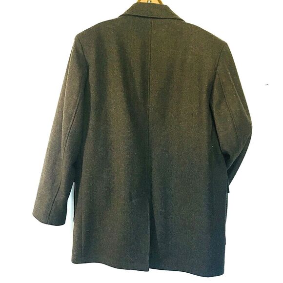 London Fog Wool Pea Coat Jacket Brown Lined M 40 42 Unisex - Picture 4 of 12
